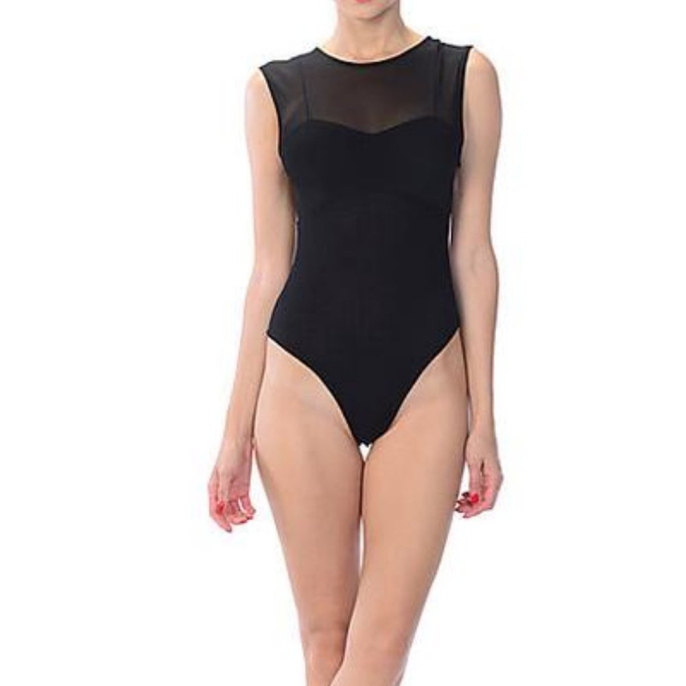 Peek a Boo Mesh Body Suit with Cut Out Back